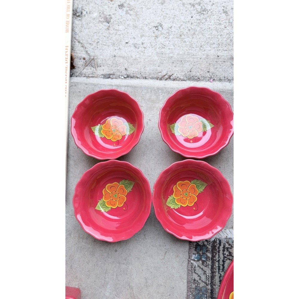 Temptations‎ Set of 4 Ramekins Poppy Passion Red Ovenware Bowls